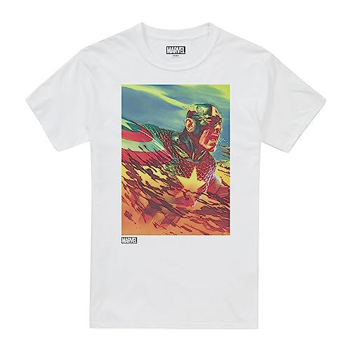 Image of Cotton Soul Marvel Captain America War Cry Unisex T Shirt, White, XX-Large