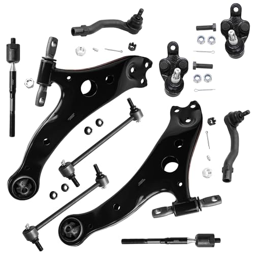 Image of Detroit Axle - 10pc Front End Control Arms Kit for 02-03 Camry Lexus ES300, 2 Lower Control Arms 2 Lower Ball Joints 4 Tie Rods 2 Sway Bar Links 2002 2003 Replacement