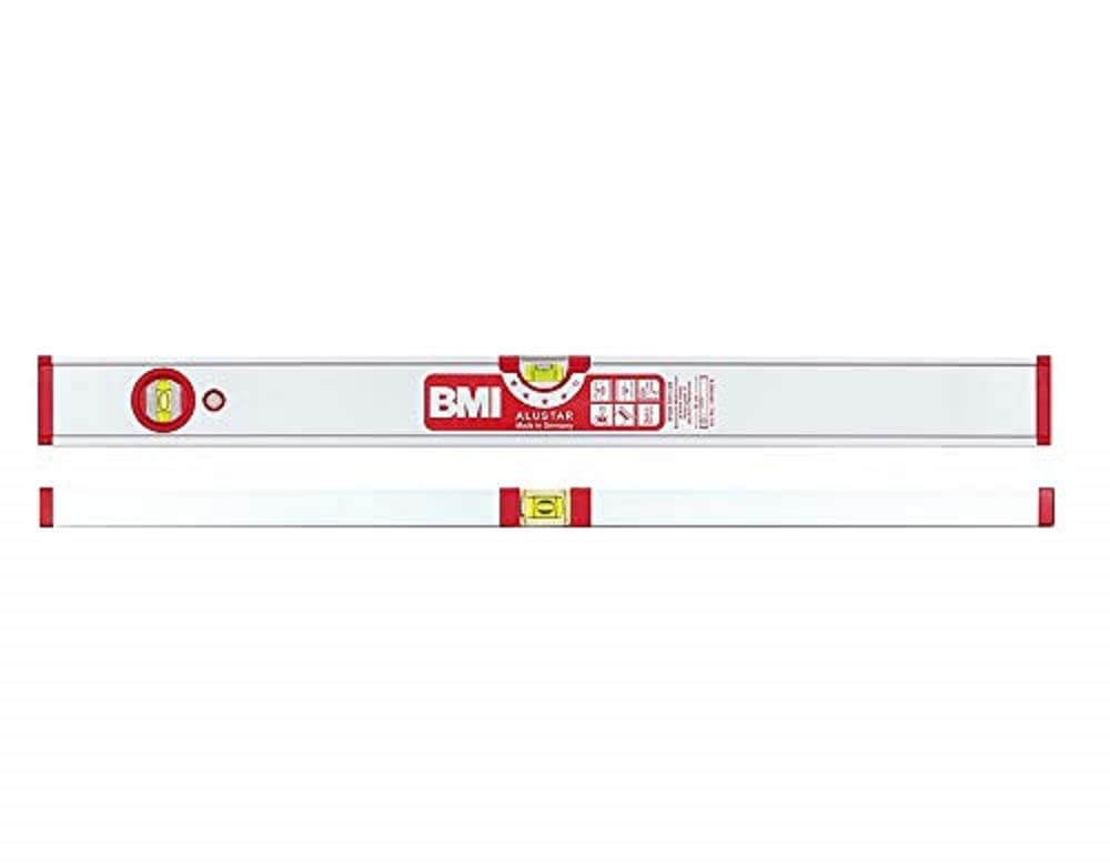 BMI ALUSTAR 694200E - Livella a bolla in alluminio con profilo in alluminio, lunghezza 200 cm, con estremità in gomma