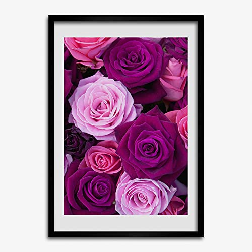 Cadre MDF 50x70 cm Tulup avec photo de roses roses pour affiche et peinture moderne
