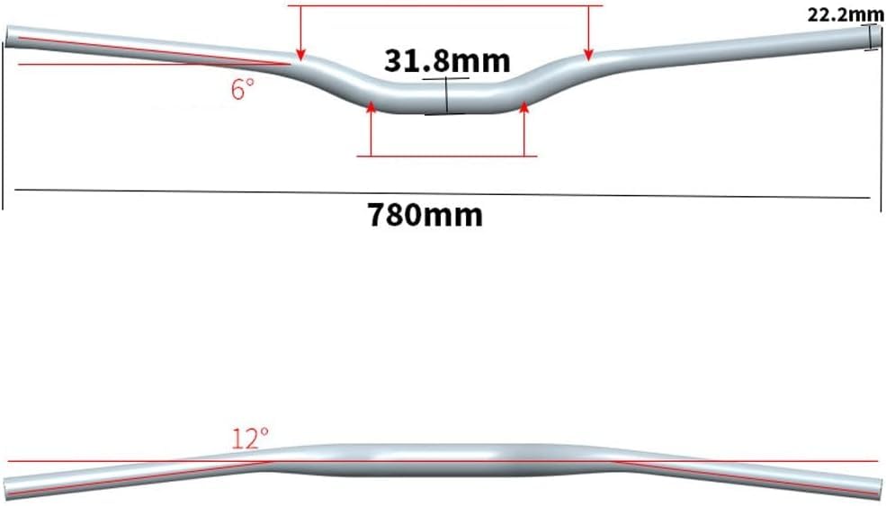 NAKEAH Guidon VTT Jaune éblouissant vélo 780mm Guidon de Descente allongé en Aluminium 30mm Guidon VTT