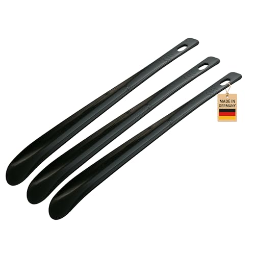 TelMo 3er Set Schuhanzieher Kunststoff Schwarz ca. 35 cm – stabile Schuhlöffel im praktischen Mehrfachpack | ergonomisch, leicht & handlich für Damen, Herren und Kinder