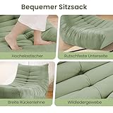 Meskanu Loungesessel für kleine Räume, Bodensofa Lazy Sofa mit Memory Schaum, Cloud Couch aus Wildlederimitat, Kleines Sofa für Schlafzimmer und Wohnzimmer, Grün