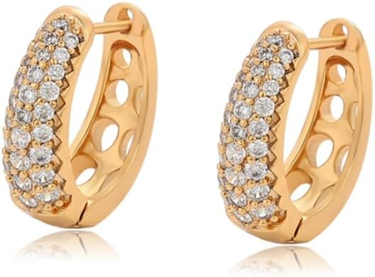 24K Gold Plated Earrings Hoop Earrings For Women With Zirconia