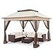 COOL Spot 11'x11' Pop-Up Gazebo Tent Instant with Mosquito Netting Outdoor Gazebo Canopy Shelter with 121 Square Feet of Shade (Beige)