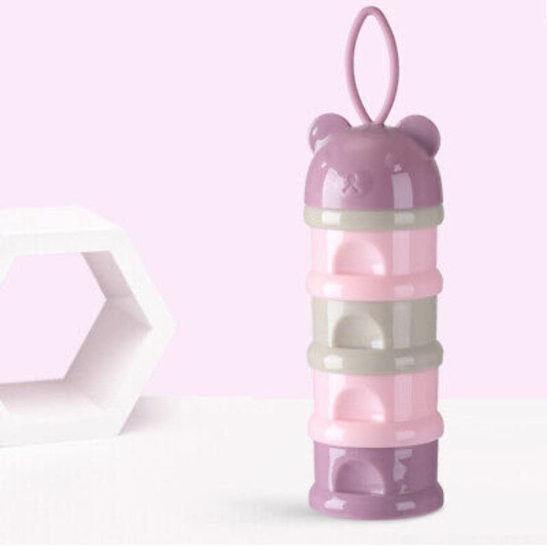 Mini Baby 4 Layers Bear Style Portable Food Grade Material Food Storage Box Toddle Snacks Box Baby Milk Powder Container (blue))