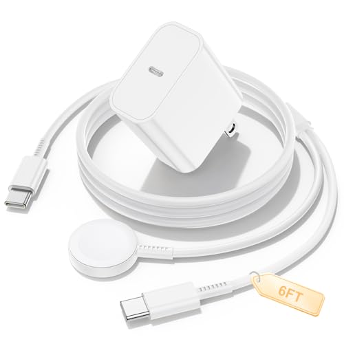 Image of Cndons 2-in-1 Smart Watch Charger 6FT for Samsung Galaxy Watch Ultra /8 /7 /6 /5 /4 /3 /Active 2 /1 (Pro,Classic)& 35W USB-C Super Fast Charger for Samsung Phone S26 S25 S24 S23, Magnetic Watches Cable Cord