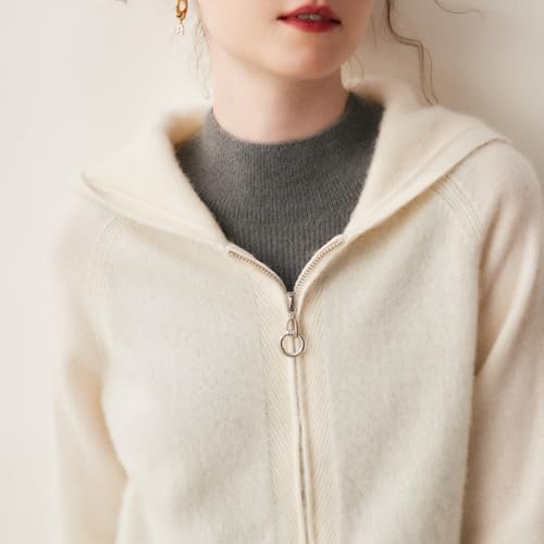 Women's Cashmere Lightweight Long Sleeves Zip-Up Hoodie Sweater2