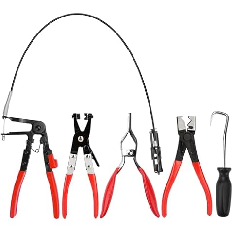 DenForste 5pcs Hose Clamp Pliers，Wire Long Reach Hose Clamp Tool Set Fuel Oil Water Hose Auto Tools Cover