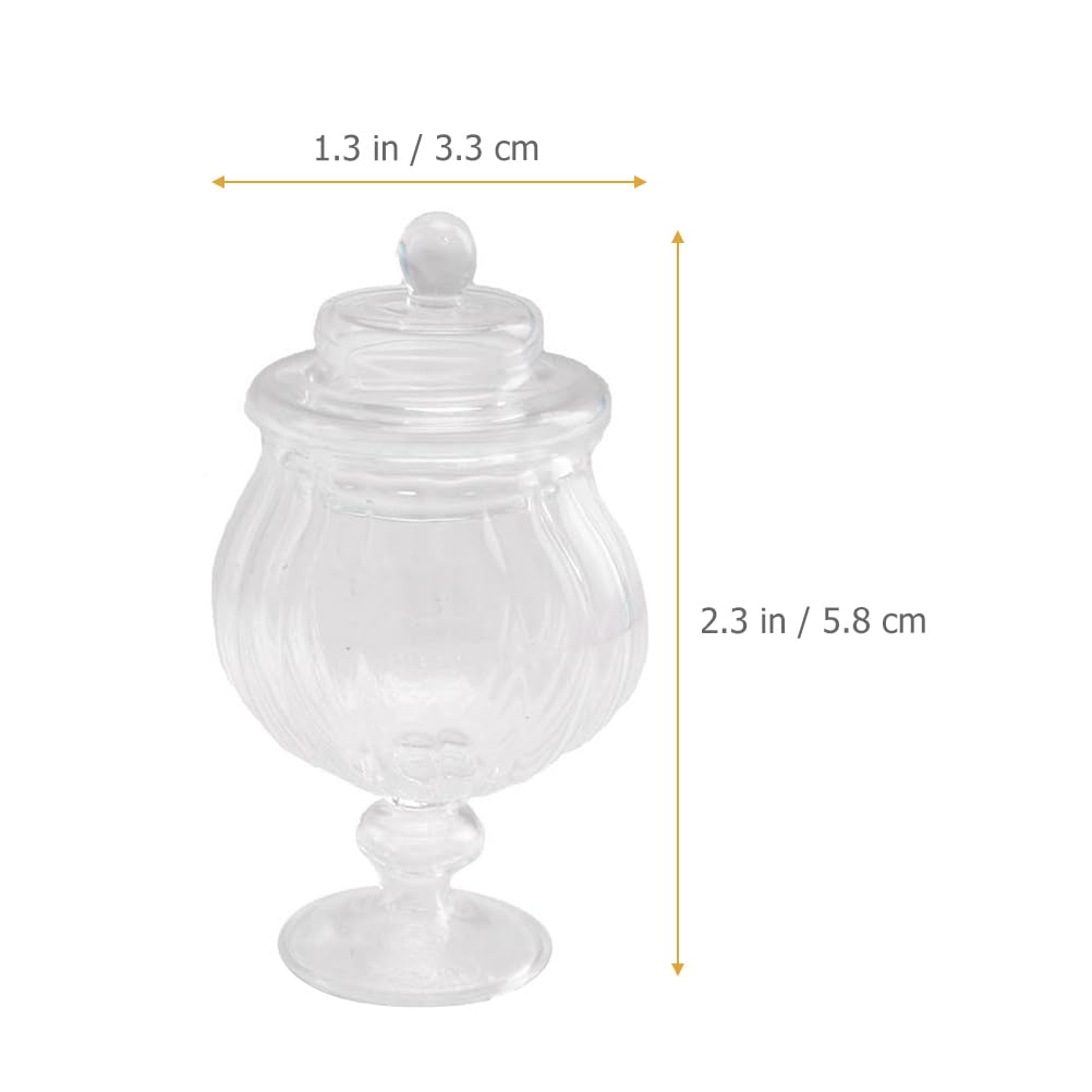 PRETYZOOM Doll House Food Jar With Lids 1:12 Candy Mini Dollhouse Candy Jar Snack Model Canister Jar With Lids Small Miniature Glass For Dollhouse Candy Jar Decor