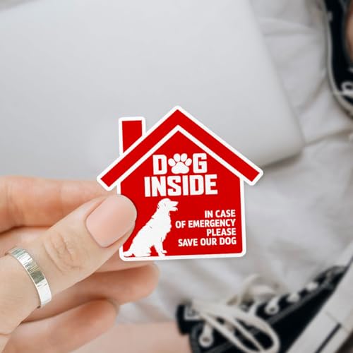 Image of (3Pcs) Dog Inside Fire Sticker, Dog Inside in Case of Emergency Please Save Our Dogs Decal, Pet Emergency Stickers, Sticker Waterproof for Home, Door, Decal 5 inch (Normal, 4in)