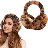 Dwenarry Paraorecchie Donna Invernali Copriorecchie Pieghevoli Per Il Freddo Paraorecchie Pelle di leopardo In Morbido Peluche 1Pcs
