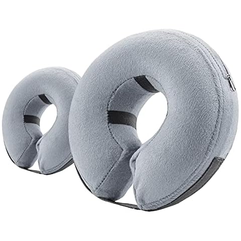2 Packs Grey X-Large and Medium (Inflatable Dog Cone Adjustable Post-op Dog Recovery Collar Prevents Chewing and Scratching and Does not Obscure Vision) Cover