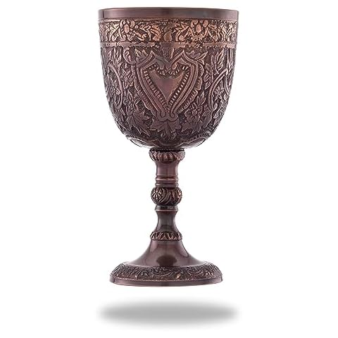 REPLICARTZ Brass Chalice Goblet - Hand Engraved Wine Glass Liquor Cup, Wine Goblet for Party, Wedding Chalice Cup - 200 ml, Pack of 1 Cover