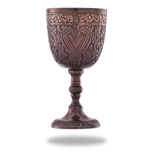 Replicartz Brass Chalice Goblet - Hand Engraved Wine Glass Liquor Cup, Wine Goblet For Party, Wedding Chalice Cup - 200 Ml, Pack Of 1 #TOP16