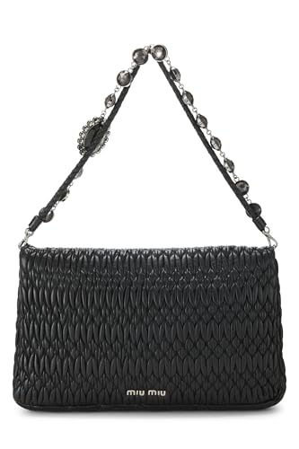 Pre-Loved Black Nappa Crystal Flap Shoulder Bag, Black4