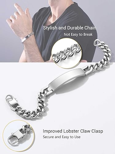 Prosteel PSH2524G Mens Bracelet Stainless Steel Men Cuban Link Hand Chain Custom Engrave Customize Id Bracelets thumb #3