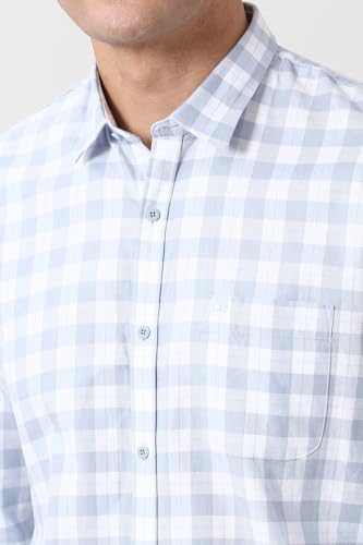 Image of Peter England Slim Fit Checkered Casual Shirt for Men - Full Sleeves | Cotton | Smart & Stylish