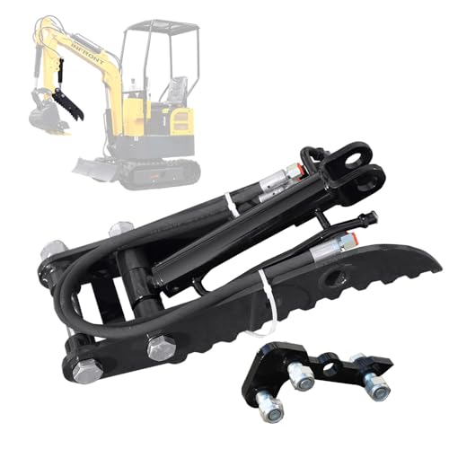 Mini Excavator Attachment Three-Hole Hydraulic Thumb Clamp with L-Shaped Bracket Suitable for Chinese-Made Under 2-Ton Mini Excavators Includes 2 Hydraulic Hoses and Screws