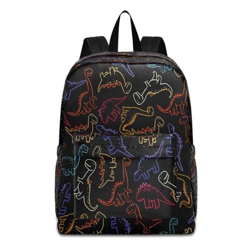 Mochila escolar de dinosaurios espaciales ligera con bolsillos laterales