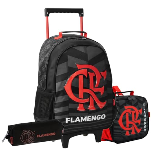 Kit Mochila Infantil Escolar com Rodinhas, Flamengo 2025