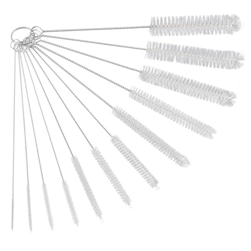 Lot de 12 Brosses De Nettoyage,Goupillon De Nettoyage,Brosse De Nettoyage pour Tube,Bouteille en Verre,Biberon,Bouilloire Et Clavier,Brosse De Nettoyage en Nylon pour...