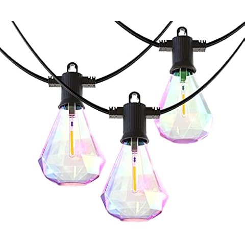 ZOTOYI 25Ft Festoon Lights Outdoor, Outdoor String Lights Mains Powered with 12+1Pcs Diamond Shaped LED Blubs(1 Spare), Waterproof IP65 2700K Warm White for Backyard Party Wedding Cover