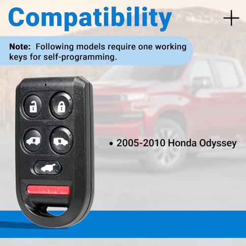 Key Fob Keyless Entry Remote Control Compatible with 2005 2006 2007 2009 2009 2010 Honda Odyssey Car Key Replacement for OUCG8D-399H-A 72147-SHJ-A61 (6 Button), 1 Pack by Lehicriar - Image 2
