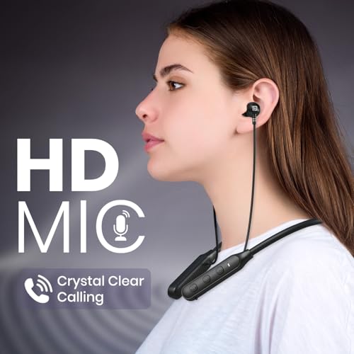 Image of Portronics Harmonics Z14 in-Ear Bluetooth Earphone Neckband with Vibration Alert, Upto 35 Hours Playtime,HD Call Clarity, BT 6.0V, Low Latency, Type C Fast Charging(Black)