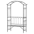 Outsunny Metal Trellis Arbor Arch for Climbing Plants with Garden Bench, Grow Grapes & Vines, Patio Decor & 2-Person Outdoor Steel Decorative Seating, 484 lbs. Weight Capacity, Black