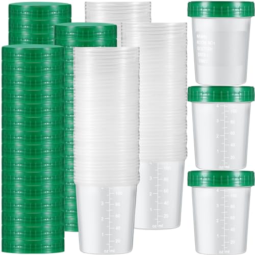 Image of Geiserailie 100 Pcs Urine Cups 4oz Disposable Specimen Container,Green