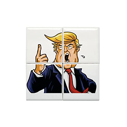 Carreaux céramique décoratif caricature Trump - Tableau humour USA pour mur 40x40cm