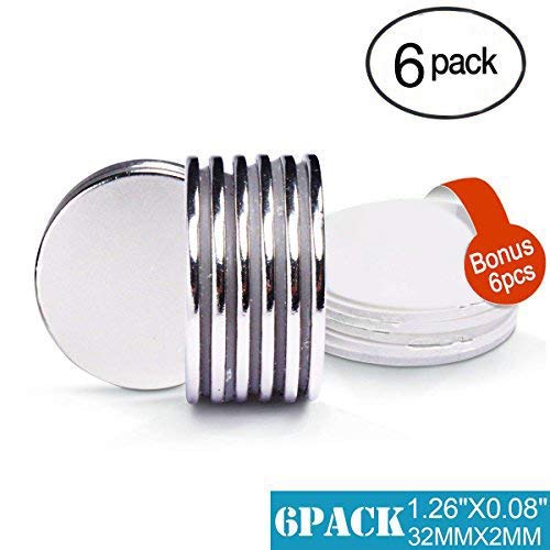 Aimant Frigo,FEYG Aimants Néodymes Puissant 32 x 2 mm Terre Rare Neodyme Super Fort Aimants 12 Pieces (6 Pieces)