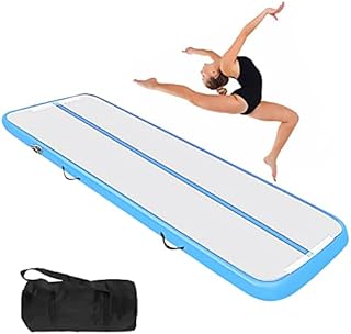 Tumbling Gymnastics Mat Inflatable 10cm Thick Air Floor Practice Gymnastics Workout Mat Practice for Home Use/Training/Cheer leading/Yoga/Water Fun No inflatable pump