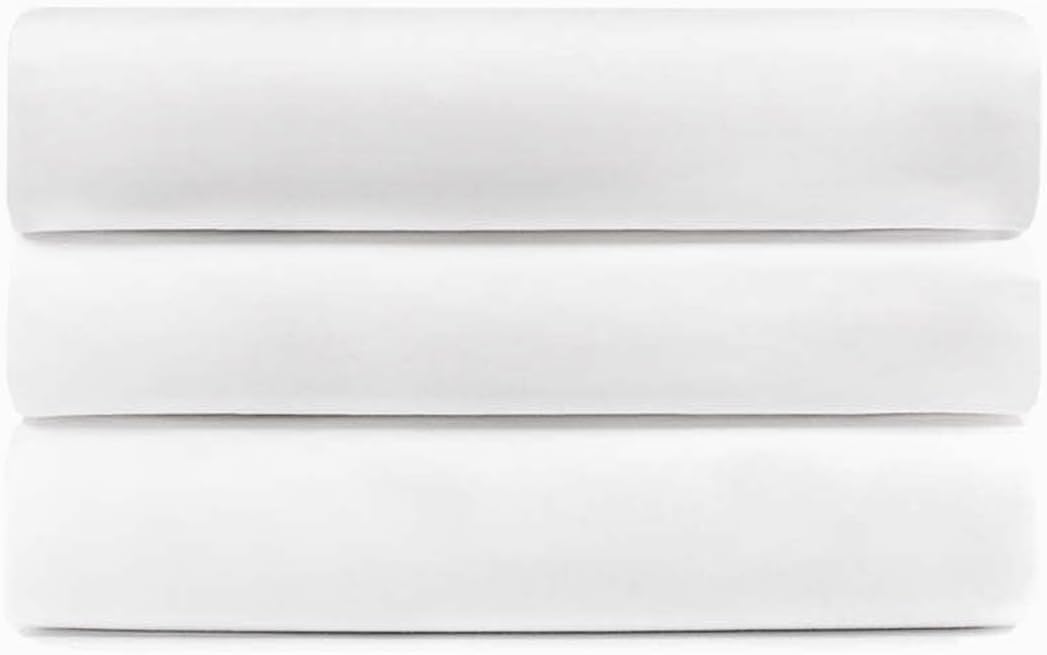 Superior Cotton Rich Percale Hotel Quality Fitted Bed Sheets, Deep Pocket, Soft Bedding Essential, Commercial, Hotel, Airbnb, Home Beds, Massage Bed, Bulk Pack, Bright White, Set of 3, Queen