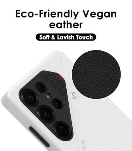 Image of Aulumu S25 Ultra Galaxy Vegan Leather Case Magnetic Case | Compatible With Magsafe | Passive Cooling Samsung Galaxy S25 Ultra Case - White