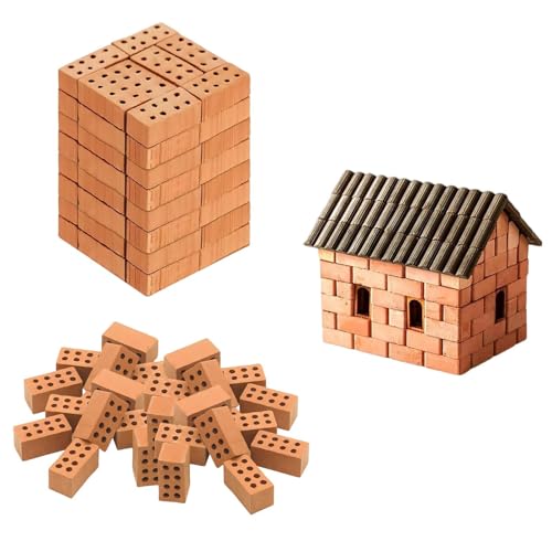 Shwdsy 50 Piezas Ladrillos Miniatura, Material de Terracota Ladrillo, Miniladrillos, 20 X 10 X 10 mm, para Bricolaje, Decoración de Jardines, Construcción de Maquetas, Decoración de Paisajes
