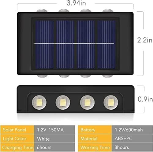 Fruhrer Solar Powered Up Down LED Wall Lights, Yellow - Image 7