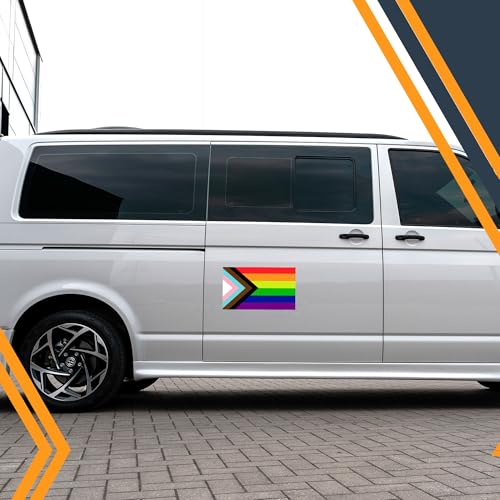 Image of Magnet Me Up Gay Pride Progress Pride Rainbow Flag Magnet Decal, 7x12 Inches, Heavy Duty Automotive Magnet for Car, Truck, SUV, in Support of LGBTQ