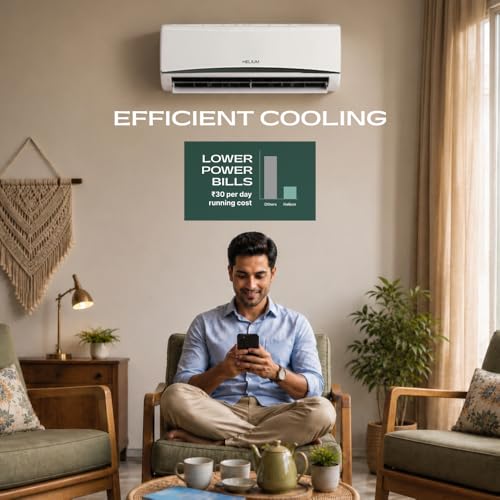 Image of Helium Smart Inverter Split AC, 0.8 Ton, 2027 New 3 star rated, 2700 W Cooling Capacity, App Controlled, AI Energy Saving, Gas Leakage Detection, 100% Copper | 083HAI26AESC