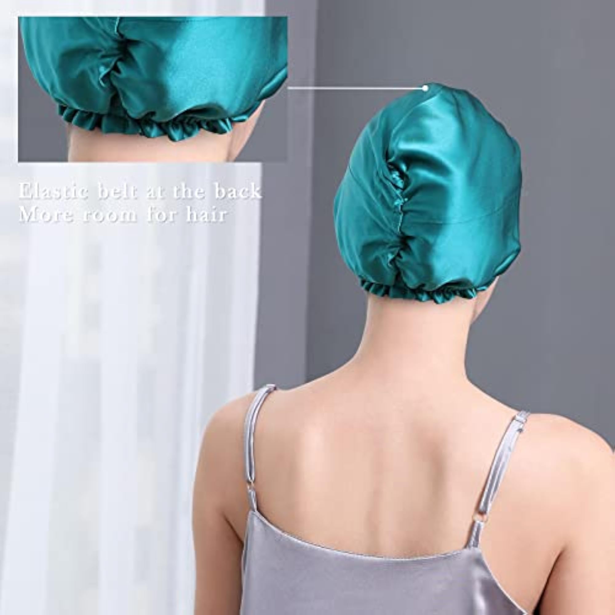 100% Mulberry Silk Hat for Curling Hair, Adjustable Sleep Cap
