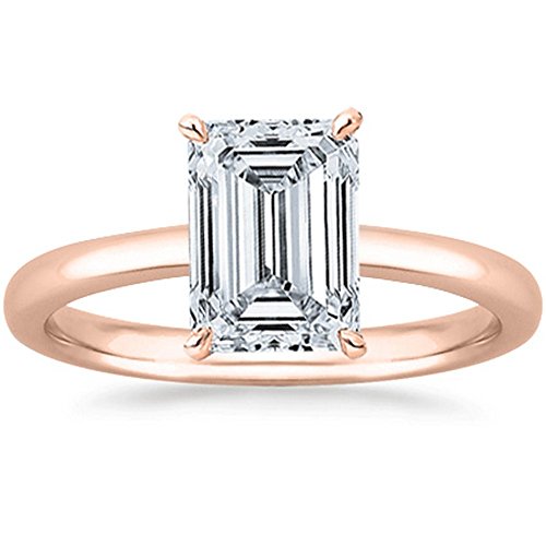 14K White Gold 2 Carat Lab Grown Solitaire Emerald Cut IGI CERTIFIED Diamond Engagement Ring (2 Ct,H-I Color VS1-VS2 Clarity)