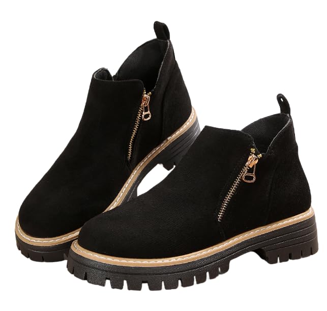 Womens Chelsea Wedge Booties Platform Lug Sole Elastic Low Wedge Heel Slip on Ankle Boots