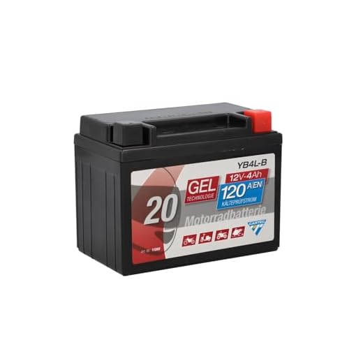 CARTEC Batteria per moto YB4L-B, 4Ah 56A, tecnologia gel Batteria di avviamento per moto, qualità di primo equipaggiamento, resistente ai cicli, immagazzinabile, senza manutenzione