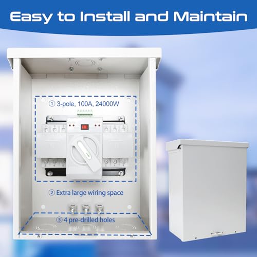 Exodios SUNYINGTIANDE20HAO 100 Amp 3P Dual Power Generator Automatic Transfer Switch, 120/240V Heavy Duty Safety Switches, Meeting Nema-3R Enclosure Standards For Outdoor And Indoor thumb #4