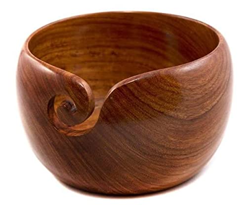 Bol à fil en bois fait main en rosewood pour tricot et crochet