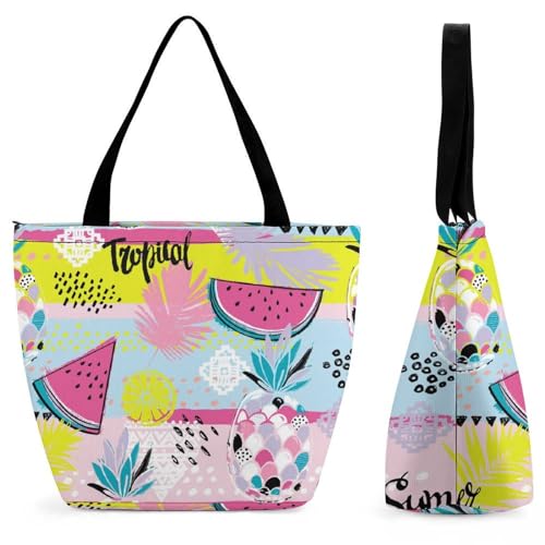 Sac de shopping pour voyage fruits d'été grand format femme 28.5x18x32.5cm