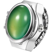Avaner Men Women Finger Watches Elastic Band Quartz Easy Reader Colorful Flip Cover Stainless Steel Stretchy Ring Watch