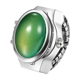 JewelryWe Bague Montre Femme Doigt: Montre à Bague Acier Inoxydable Élastique Quartz Analogique Cadran Effet Œil de Chat Élégant, Style Chic Original, Cadeau Anniversaire Noël Fête des Mères