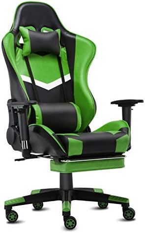 IKON MOTORSPORTS Video Gaming Chair Swivel Recliner Racing Workplace Pc Chair Excessive Again Ergonomic Govt Reclining Chair with Headrest, Footrest, Lumbar Assist, Black Inexperienced